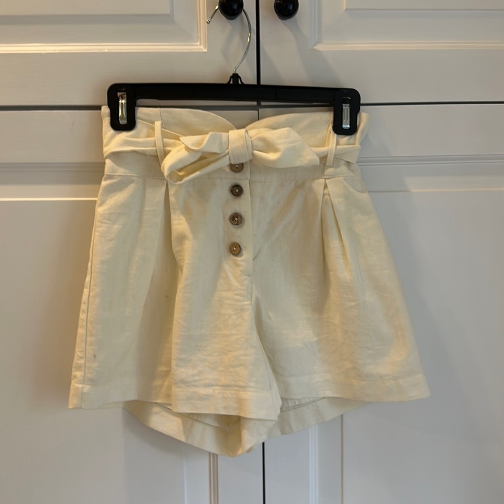 White linen shorts